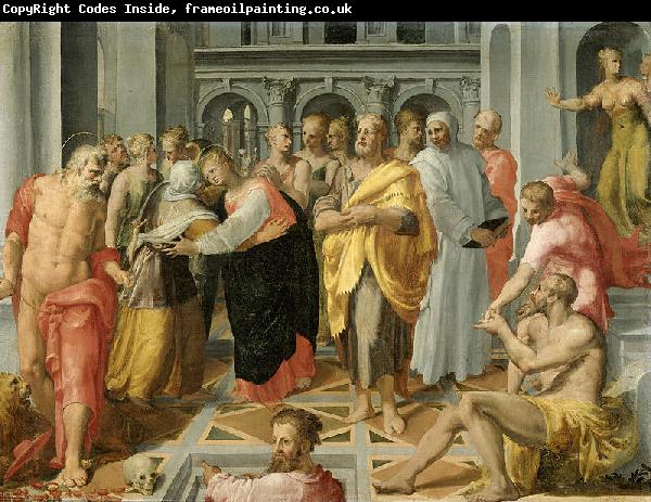 Circle of Pellegrino Tibaldi The Meeting of Mary and Elizabeth in the Presence of St. Jerome, St. Joseph and Others